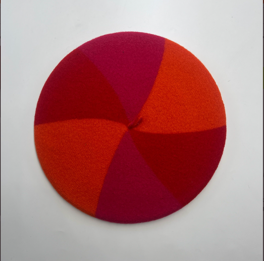 French Style Beret -Red/Orange/Fuchsia TRIO