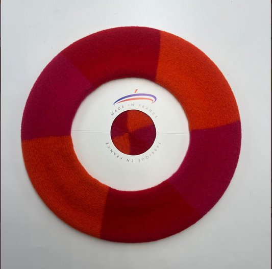 French Style Beret -Red/Orange/Fuchsia TRIO