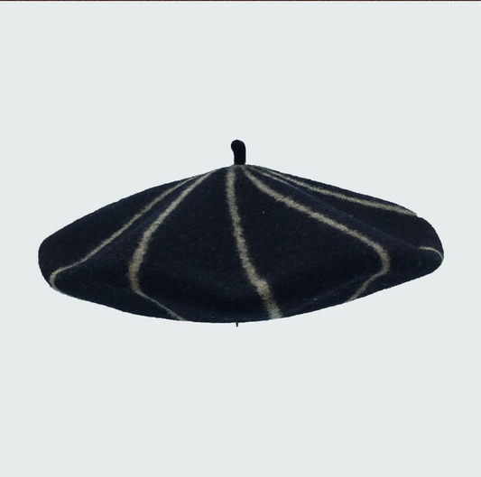 French Style Stripe Beret-Navy/Camel MARINIERE