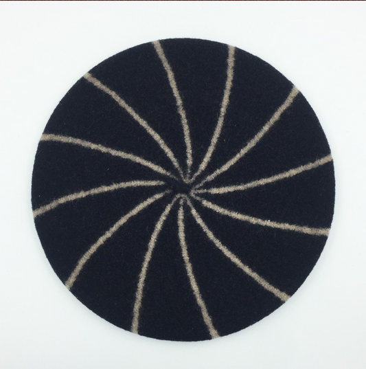 French Style Stripe Beret-Navy/Camel MARINIERE