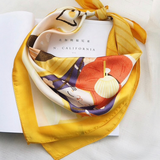 Handmade Silk Scarf-CAT LOVER GIRL