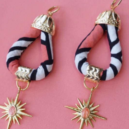 Fabric Earrings -PINK STAR