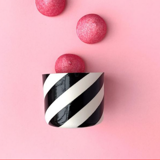 Black Striped Porcelain Cup CANDY CANE