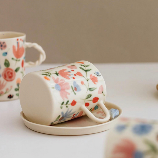 Floral Print Porcelain Espresso Cup&Plate -MATISSE
