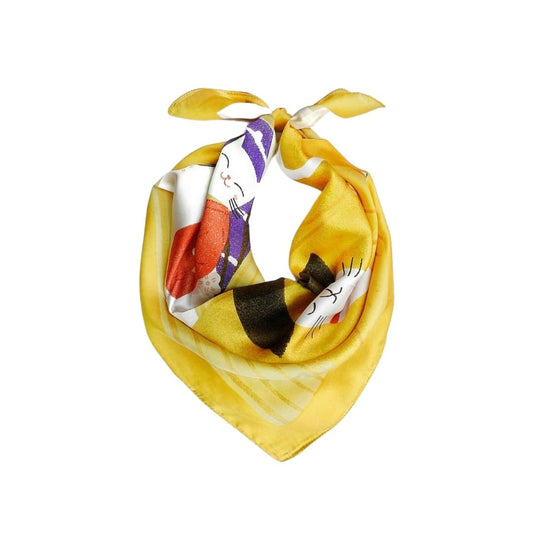 Handmade Silk Scarf-CAT LOVER GIRL
