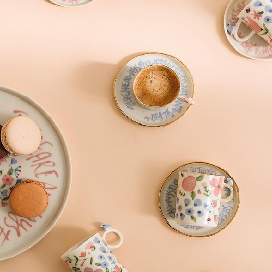 Floral Print Porcelain Espresso Cup&Plate -MATISSE