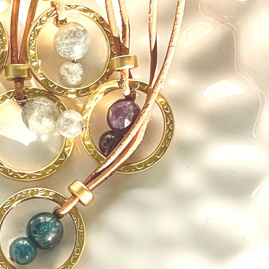 Amethyst Natural Leather Necklace-LARA