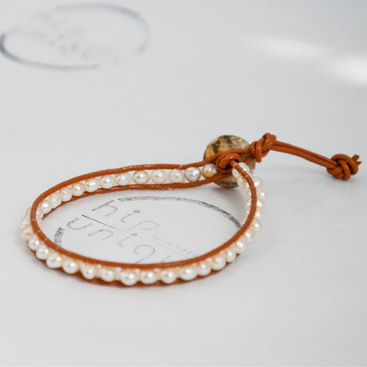 Sandpearl Natural Leather Bracelet-BOHO