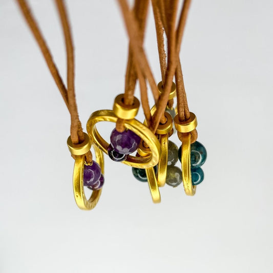 Labradorite Natural Leather Necklace -LARA