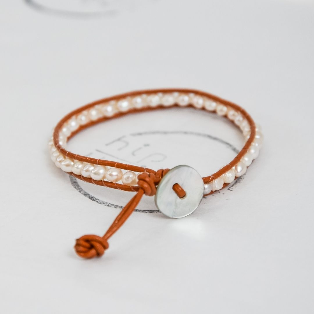 Sandpearl Natural Leather Bracelet-BOHO