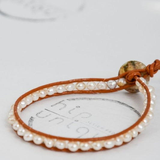 Sandpearl Natural Leather Bracelet-BOHO