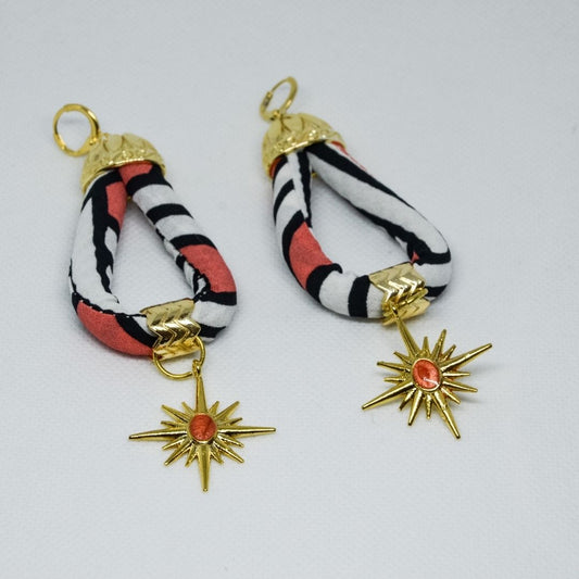 Fabric Earrings -PINK STAR