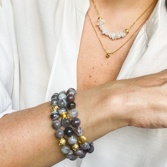 Elastic Bracelet Botswane Agate-BONBON