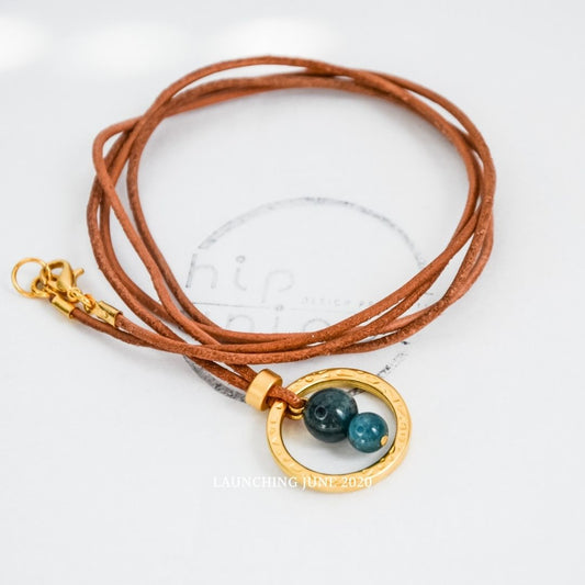 Apatite Natural Leather Necklace-LARA