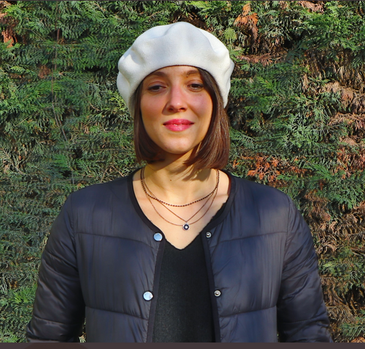 French Style Cotton Beret- Ecru