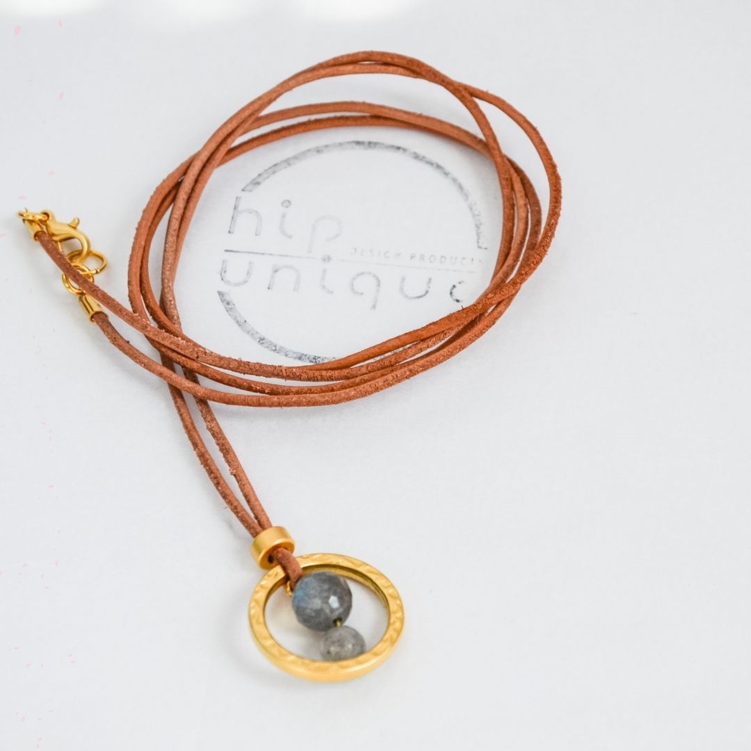 LARA Labradorite Natural Leather Necklace